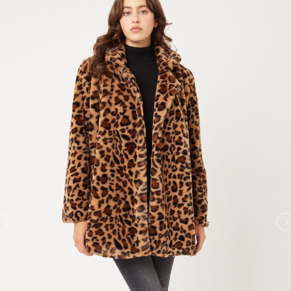 Leopard Print Faux Fur Coat - Picture 1 of 3